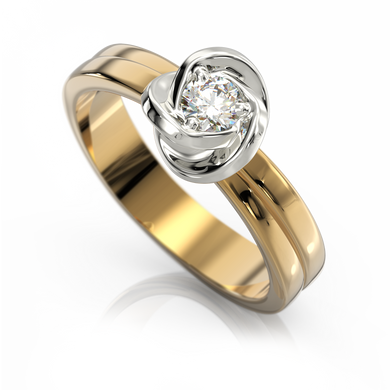 Золотое кольцо с бриллиантом "Belinda", уточнюйте, 1Кр57-0.15-4/4, Белый
