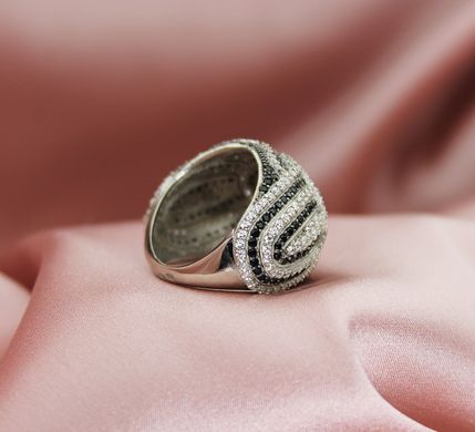 Серебряное женское кольцо "Serenade", Белый-Черный, уточнюйте, Белый-Черный