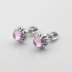 Серебряные гвоздики с розовыми фианитами 12001п-роз, Розовый