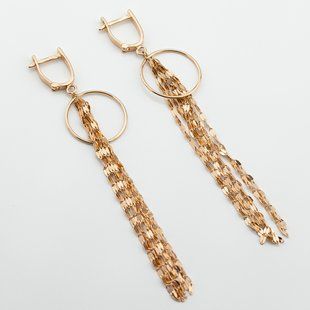 Серьги из красного золота с цепочками c121861