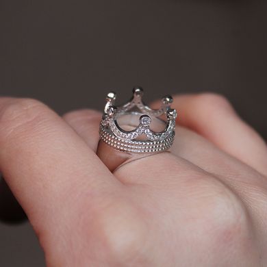Серебряное кольцо "Queen", Белый, 15, Белый