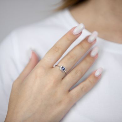 Золотое кольцо с сапфиром и бриллиантами RO08504, уточнюйте, Белый-Синий