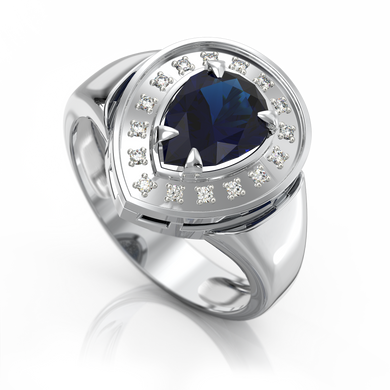 Золотое кольцо с сапфиром и бриллиантами "Anita", уточнюйте, 16Кр57-0.09-4/4; 1Сапфір-1.41-3/II, Синий