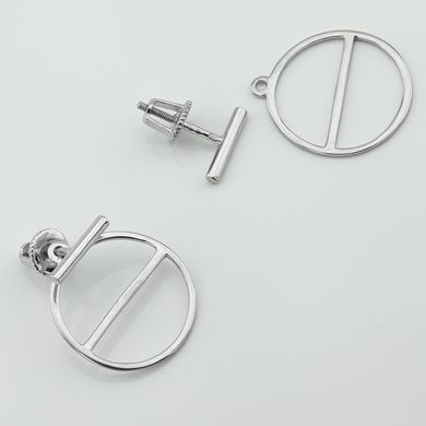 Срібні сережки-джекети в стилі мінімалізм