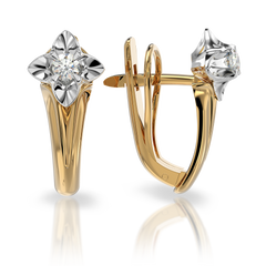 Золоті сережки з діамантами "Chimes", 3.32, 2Кр57-0,19-2/4, Білий