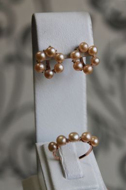 Позолоченное серебряное кольцо "Pearls gold", 15