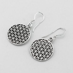 Серебряные серьги Цветок жизни c121549