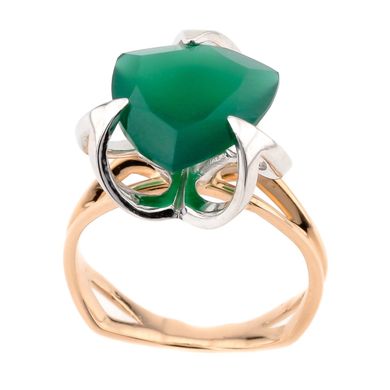 Фото Золотое кольцо с зеленым ониксом 11031go