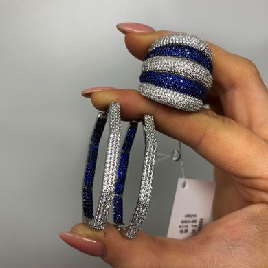 Серебряное кольцо "Kimberley Sapphire W", Белый-Синий, 15, Белый-Синий