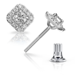 Золоті сережки цвяшки з діамантами "Оblivion", 24Кр57-0.48-4/4; 2Кр57-0.44-4/4, Білий
