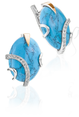 Серебряные женские серьги "Korneli Turquoise", Бирюза