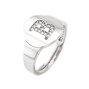 Серебряное кольцо с буквой "B" (c фианитами) K11581, 18 размер, уточнюйте