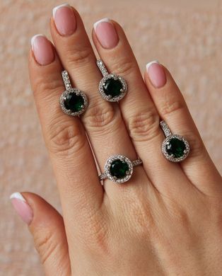 Серебряное кольцо "JJ The Great Emerald", Изумрудный, 15, Зеленый