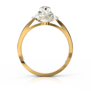 Золотое кольцо с бриллиантом "Magic flower", уточнюйте, 1Кр57-0,05-3/3, Белый