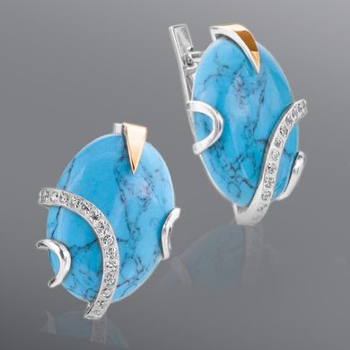 Срібні жіночі сережки "Korneli Turquoise", Бірюза