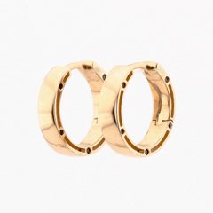 Золоті сережки-кільця з чорнимі фіанітами (діаметр 1,6 см)