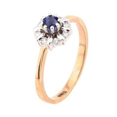 Фото Золотое кольцо с сапфиром и бриллиантами RO02688