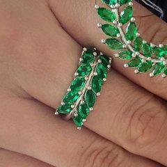 Срібна каблучка "Gertrude Emerald", Смарагдовий, 15, Зелений