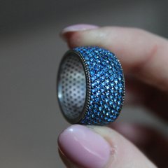 Серебряное кольцо "Leona Sapphire", Синий, 15, Синий