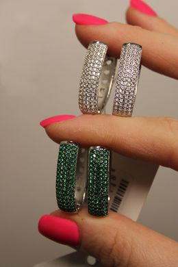 Срібні сережки "Charlotte Green", Смарагдовий, Зелений