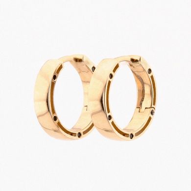 Золотые серьги-кольца с черными фианитами (Диаметр 1,6 см) C12894
