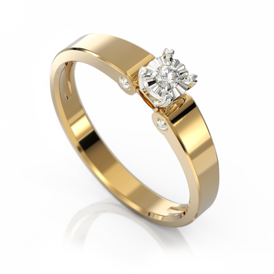 Золота каблучка з діамантом "Еuphoria", уточнюйте, 1Кр57-0,03-2/1, Білий