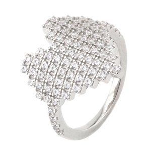 Серебряное кольцо с фианитами "Сердечко" K11616-2, уточнюйте