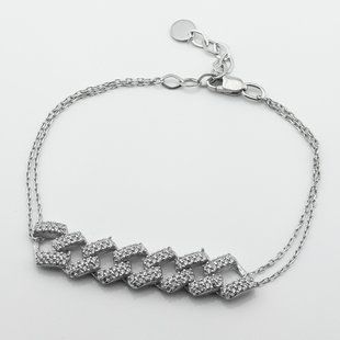 Серебряный браслет Цепь с фианитами b15948, 19 размер