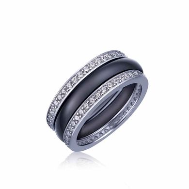 Серебряное кольцо с1103ч, уточнюйте, Белый-Черный
