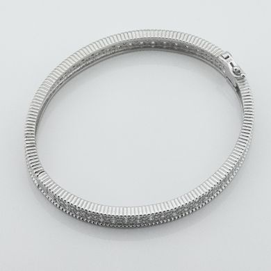 Жесткий серебряный браслет с фианитами b15887
