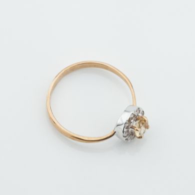 Фото Золотое кольцо с цитрином и фианитами 11779citr