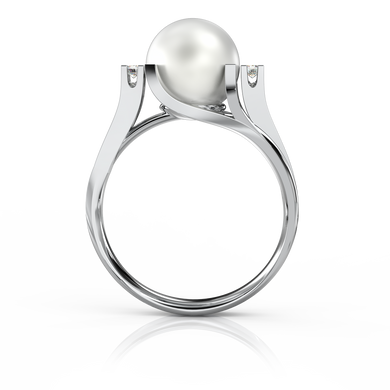 Золотое кольцо с жемчугом и бриллиантами "Harbinger", уточнюйте, 2Кр57-0.09-4/4; 1Перлина культ.(морська Таіті), Белый