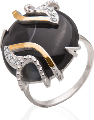 Серебряное женское кольцо "Breeze", уточнюйте, Черный