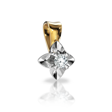 Золотая подвеска с бриллиантом "Chimes", 0.88, 1Кр57-0,06-4/5, Белый