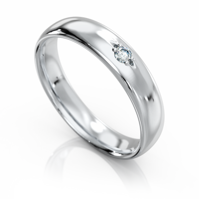 Золотое обручальное кольцо с бриллиантом "Willow", уточнюйте, 1Кр57-0,04-1/4, Белый