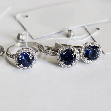 Срібні сережки "JJ Heavenly shine", Синій, Синій