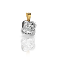 Золота підвіска з діамантом "Magic flower", 1.35, 1Кр57-0,05-4/4, Білий