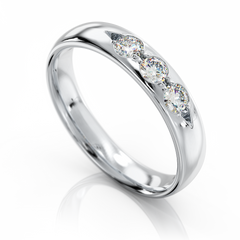 Золотое обручальное кольцо с бриллиантами "Evie", уточнюйте, 2Кр57-0,11-4/3; 1Кр57-0,09-3/3, Белый