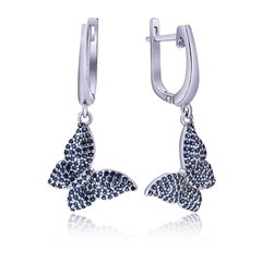 Срібні сережки "Butterfly Sapphire" , Синій