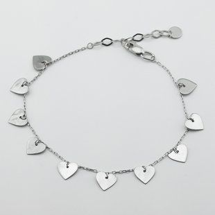 Серебряный браслет Сердечки b15954, 19 размер