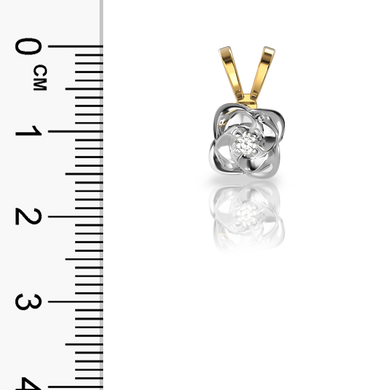 Золотая подвеска с бриллиантом "Magic flower", 1.35, 1Кр57-0,05-4/4, Белый