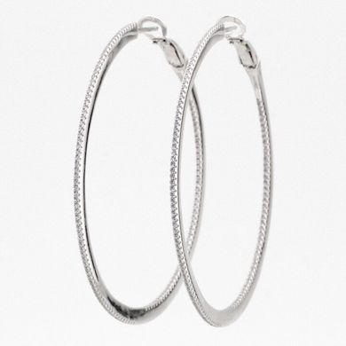 Срібні сережки-кільця з фіанітами (діаметр 6 см)