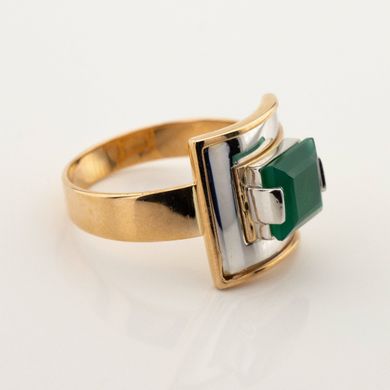 Золотое кольцо с зеленым ониксом 11139go, 18 размер, уточнюйте