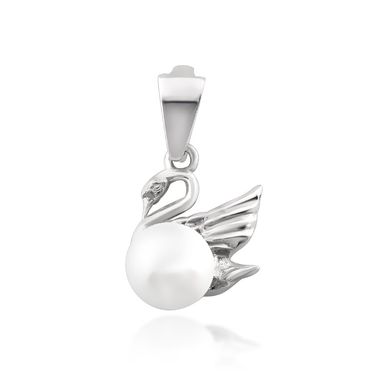 Серебряная подвеска "Swan", Белый