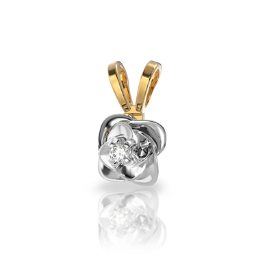 Золотая подвеска с бриллиантом "Magic flower", 1.35, 1Кр57-0,05-4/4, Белый