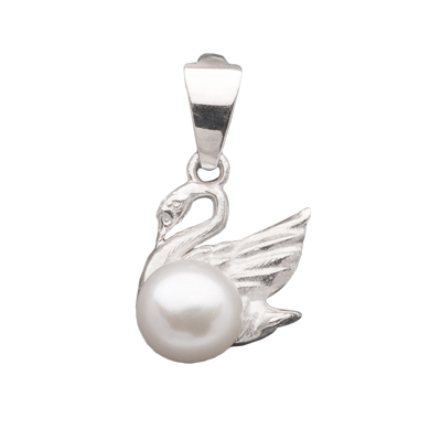 Серебряная подвеска "Swan", Белый