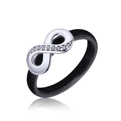 Серебряное кольцо с черной керамикой "Palmyra" с1037ч, уточнюйте, Черный