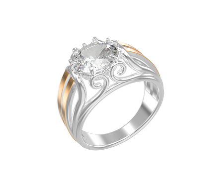 Серебряное женское кольцо "Vein", уточнюйте, Белый