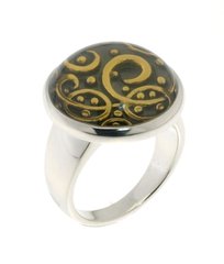 Фото Серебряное кольцо с эмалью и в позолоте 1524014