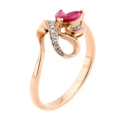 Фото Золотое кольцо с рубинами и бриллиантами YZ32471